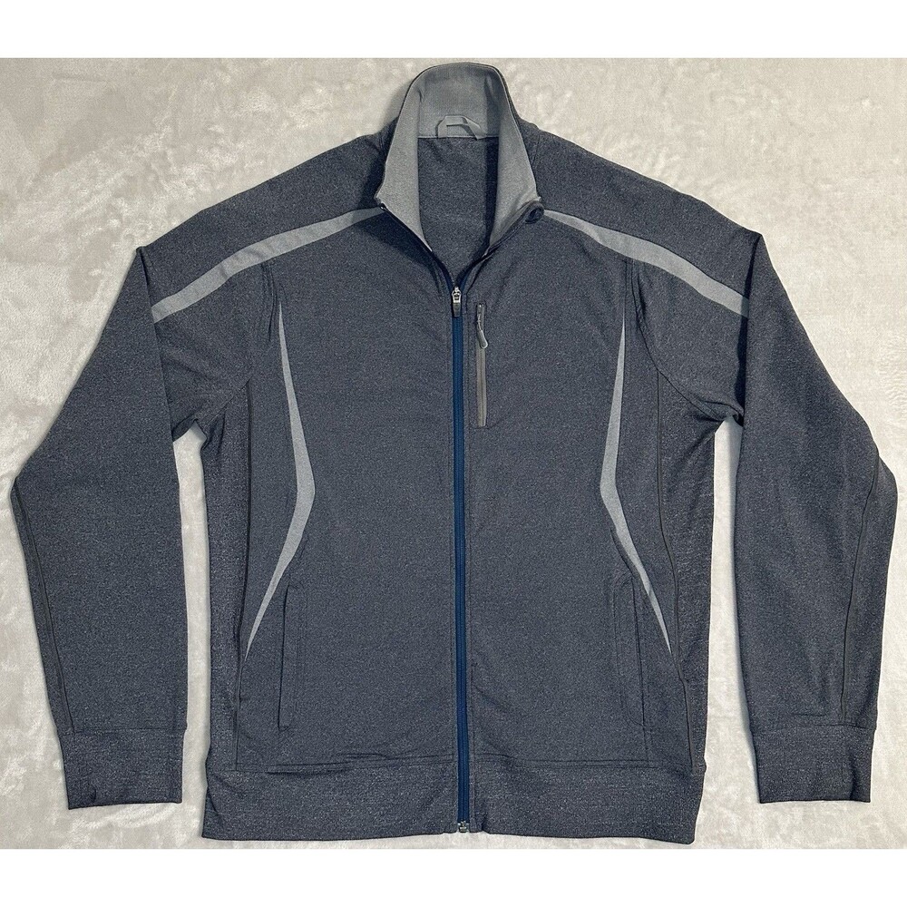 Lululemon PrePost M4XT4S Men's XL Heathered Gray Full Zip Track Jacket Blue